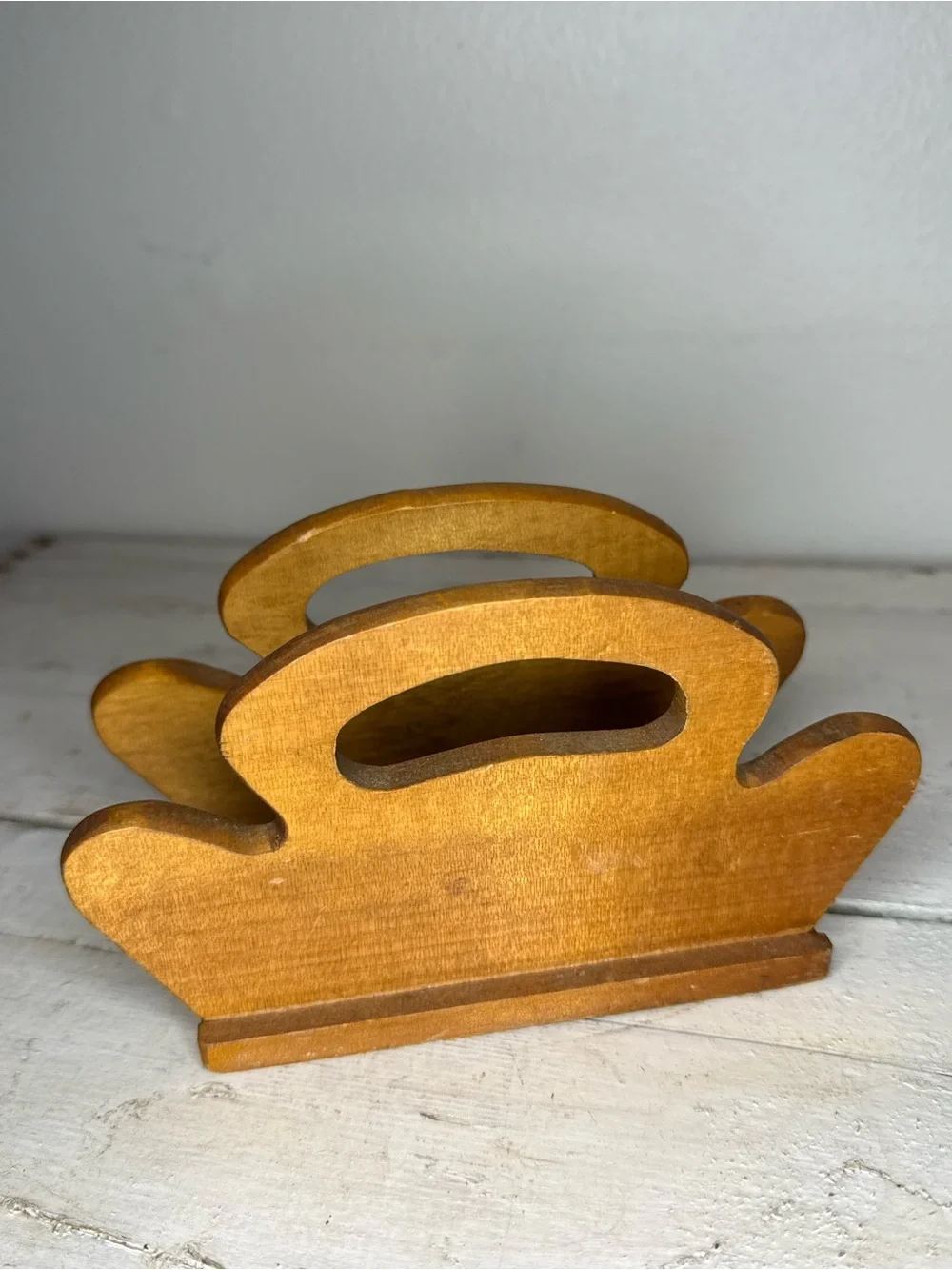 Wooden Napkin/Letter Holder with Gold Eagle Accent - Light Brown
